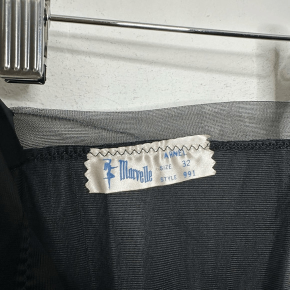 VTG 40s 50s MARVELLE Full SLIP black nylon mesh edges chemise womens size 32 S - Picture 4 of 5